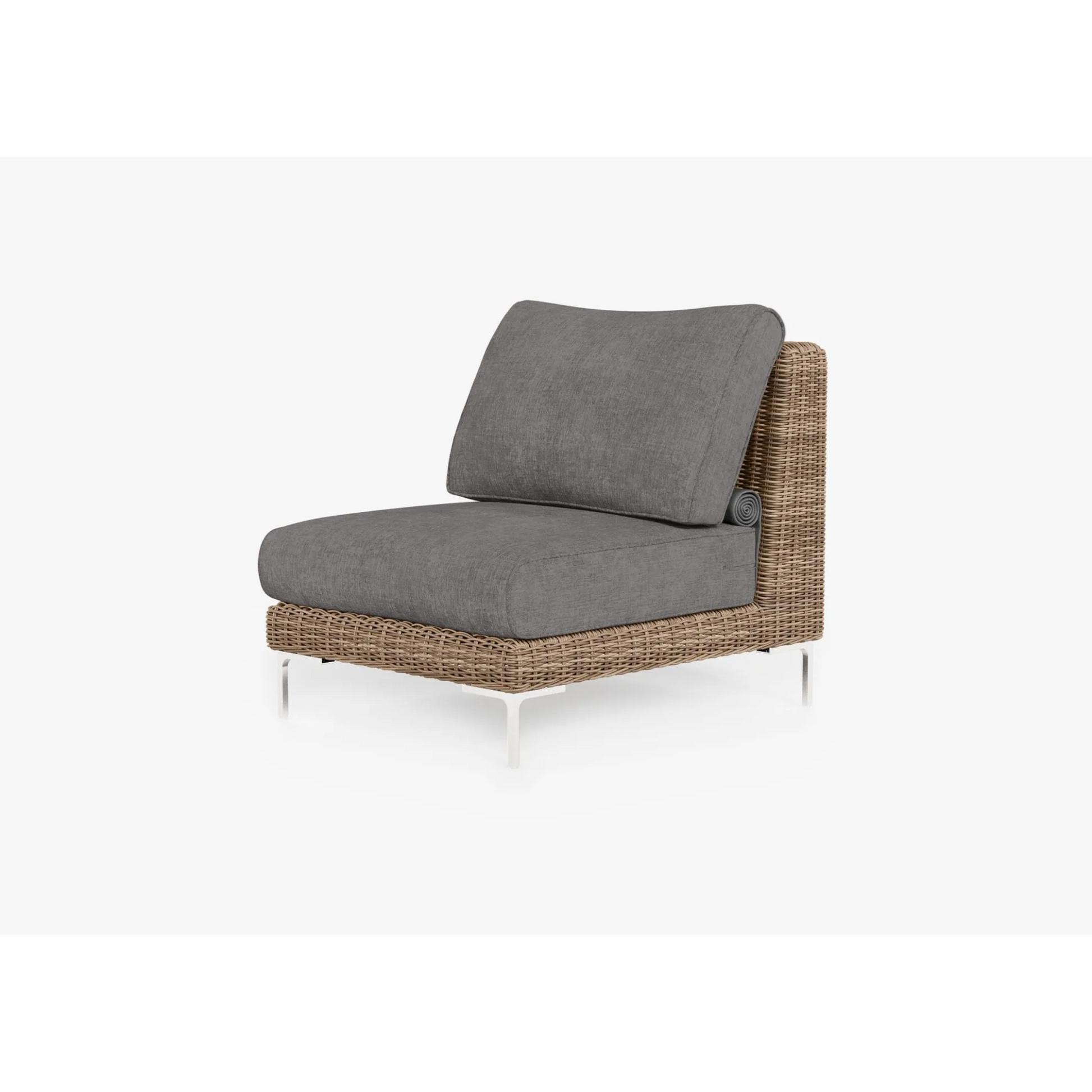 Live Outer 29" Brown Wicker Outdoor Armless Chair With Dark Pebble Gray Cushion