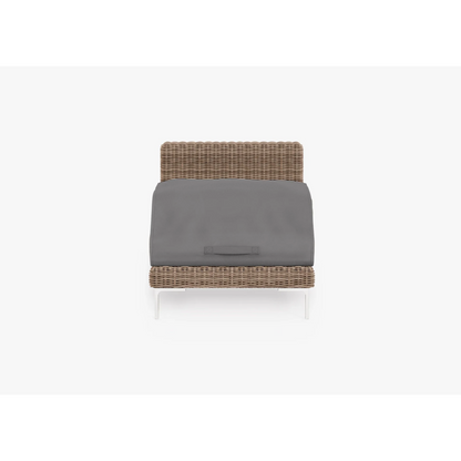 Live Outer 29" Brown Wicker Outdoor Armless Chair With Deep Sea Navy Cushion