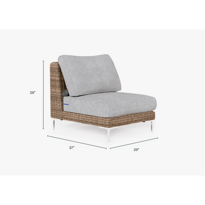 Live Outer 29" Brown Wicker Outdoor Armless Chair With Pacific Fog Gray Cushion