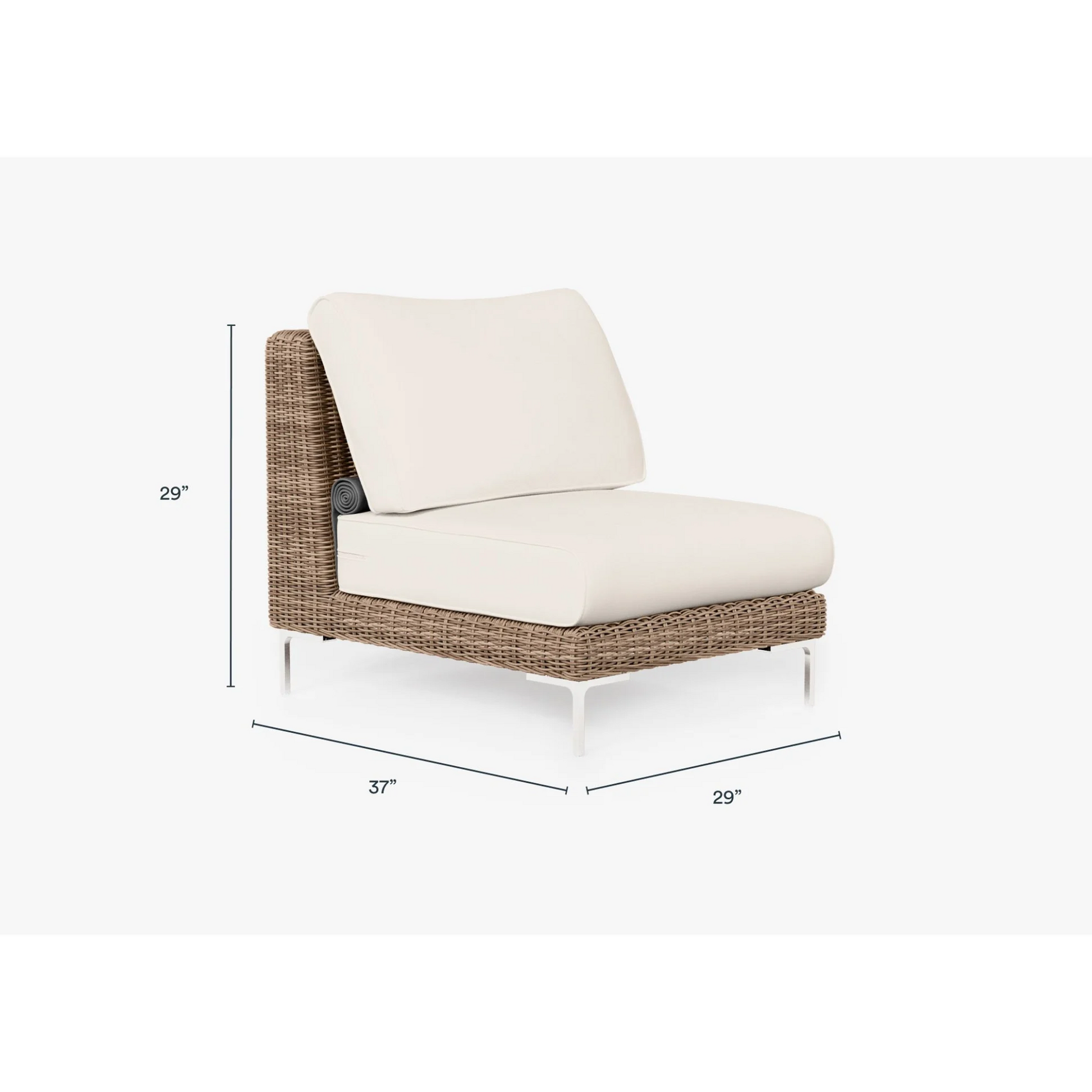 Live Outer 29" Brown Wicker Outdoor Armless Chair With Palisades Cream Cushion