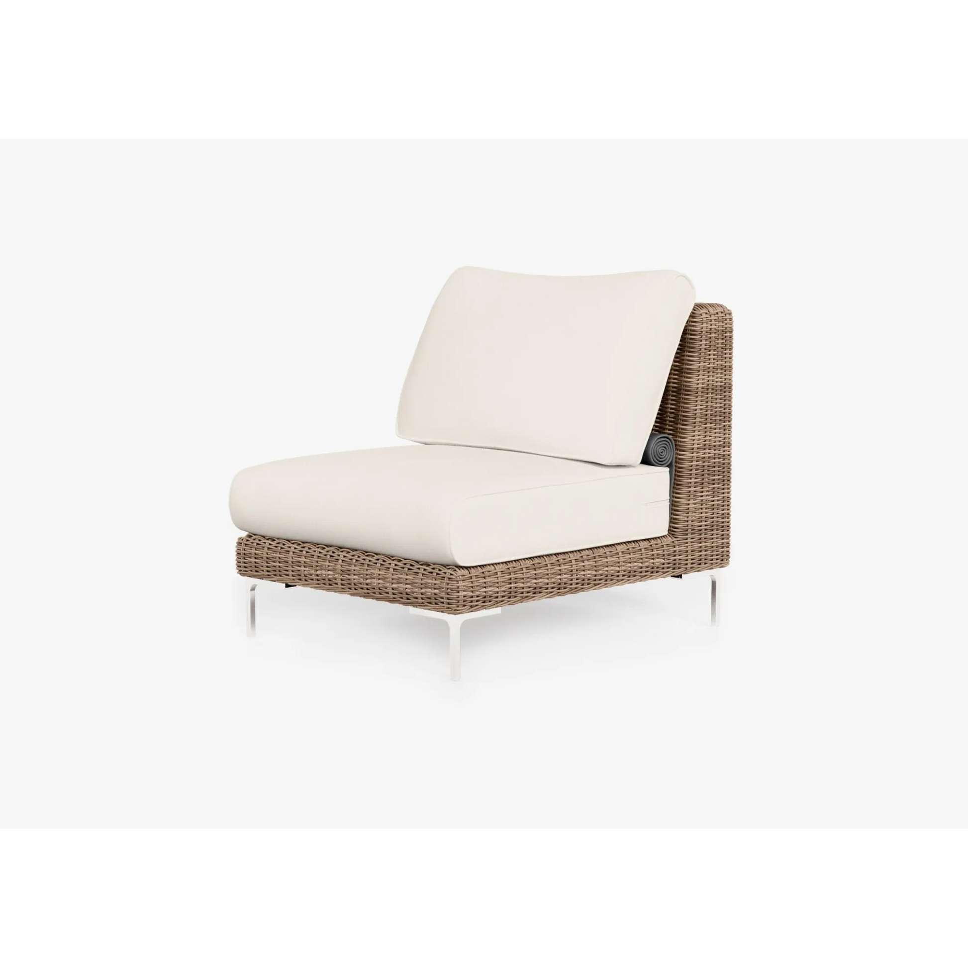 Live Outer 29" Brown Wicker Outdoor Armless Chair With Palisades Cream Cushion