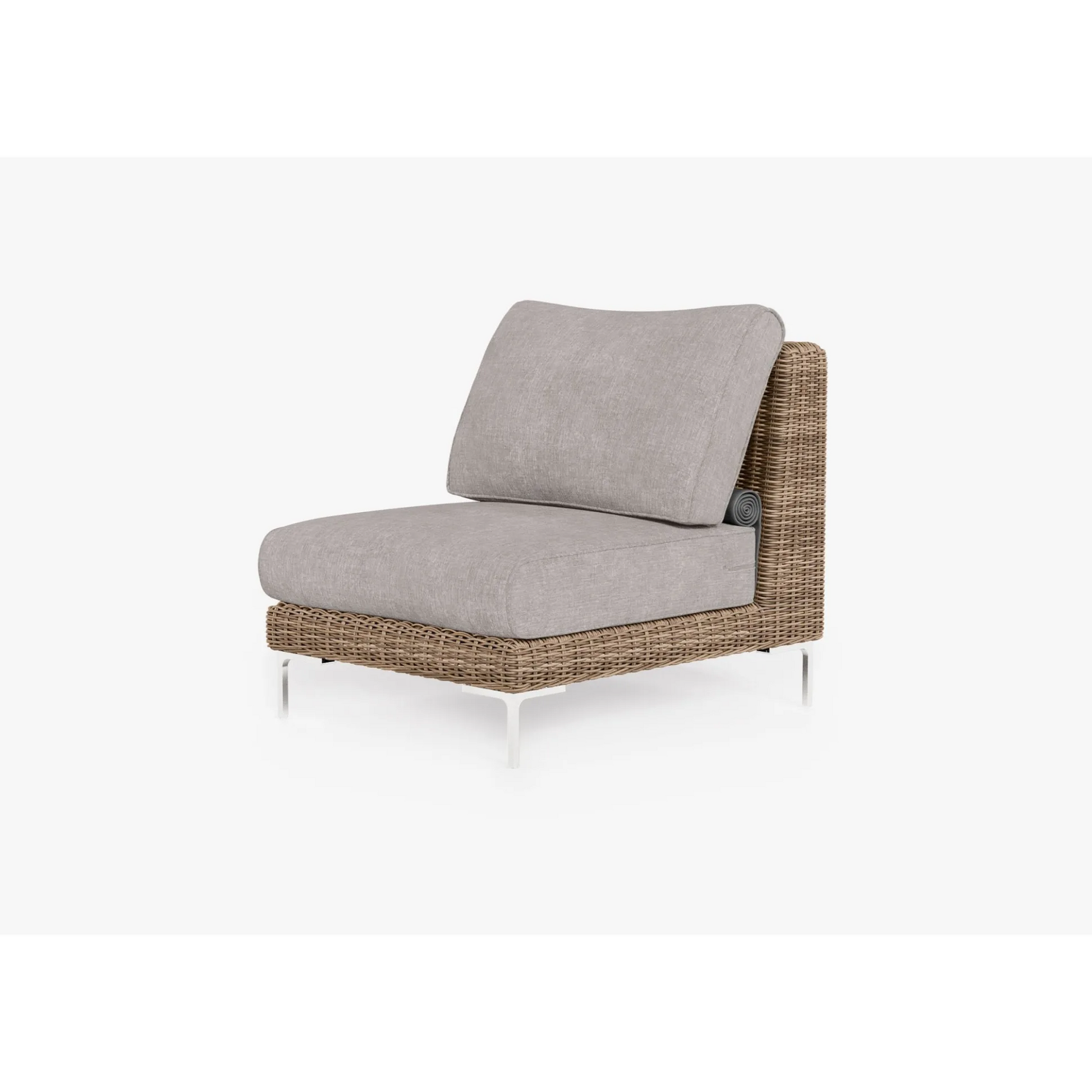 Live Outer 29" Brown Wicker Outdoor Armless Chair With Sandstone Gray Cushion