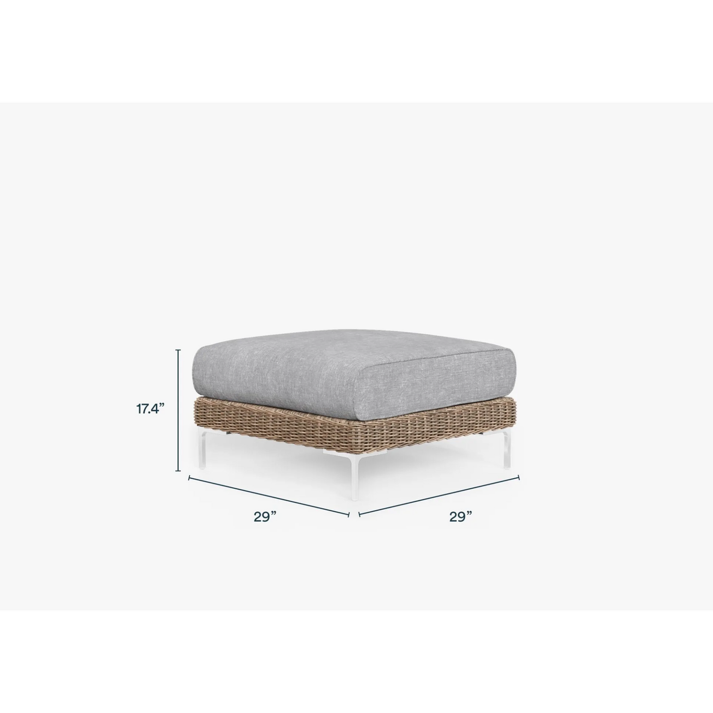 Live Outer 29" Brown Wicker Outdoor Ottoman With Pacific Fog Gray Cushion