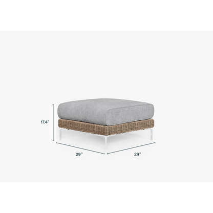 Live Outer 29" Brown Wicker Outdoor Ottoman With Pacific Fog Gray Cushion