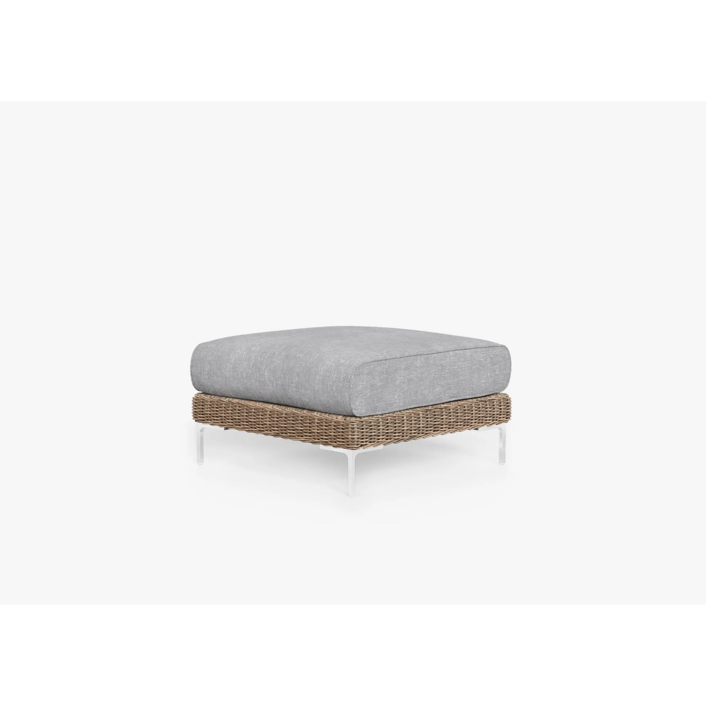 Live Outer 29" Brown Wicker Outdoor Ottoman With Pacific Fog Gray Cushion