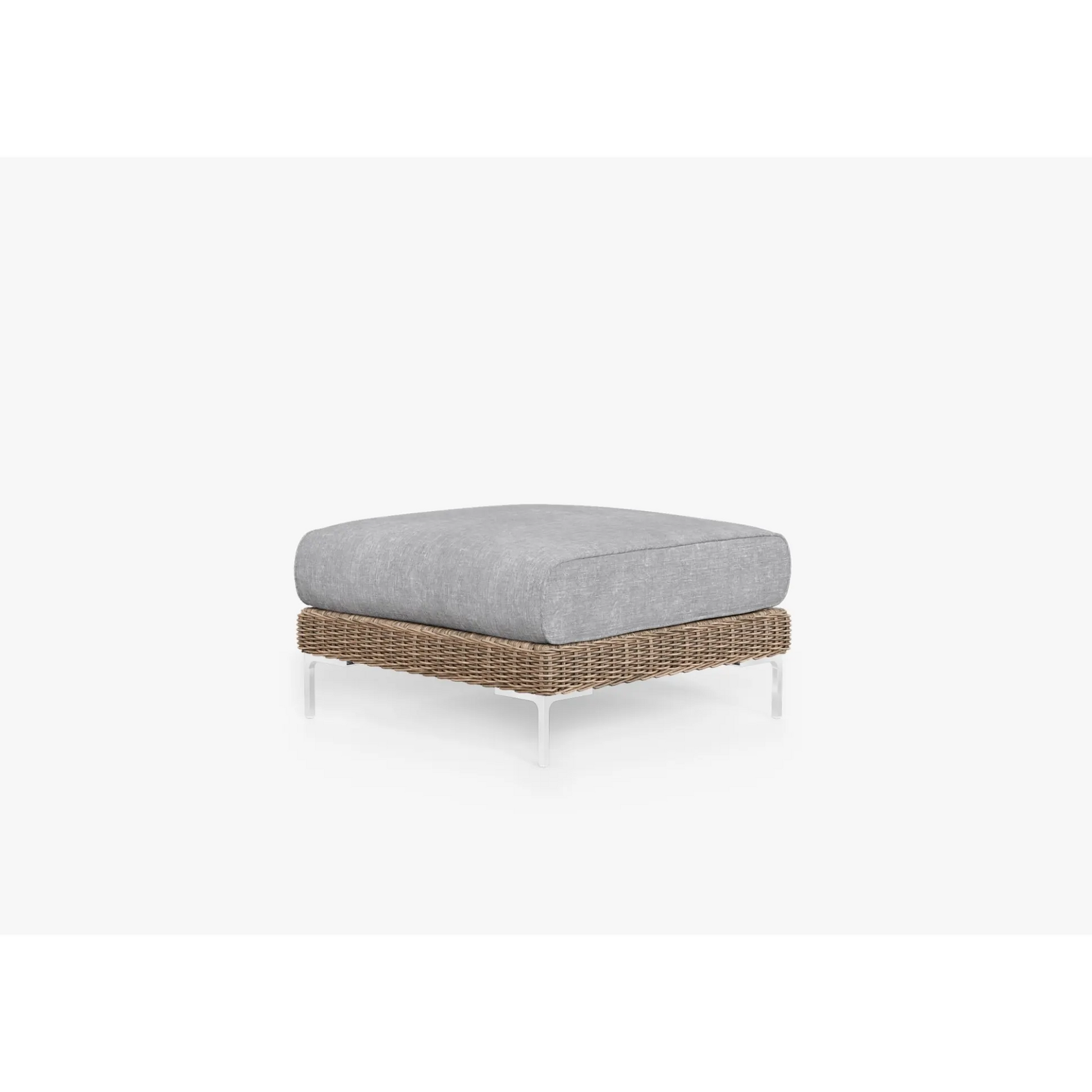 Live Outer 29" Brown Wicker Outdoor Ottoman With Pacific Fog Gray Cushion