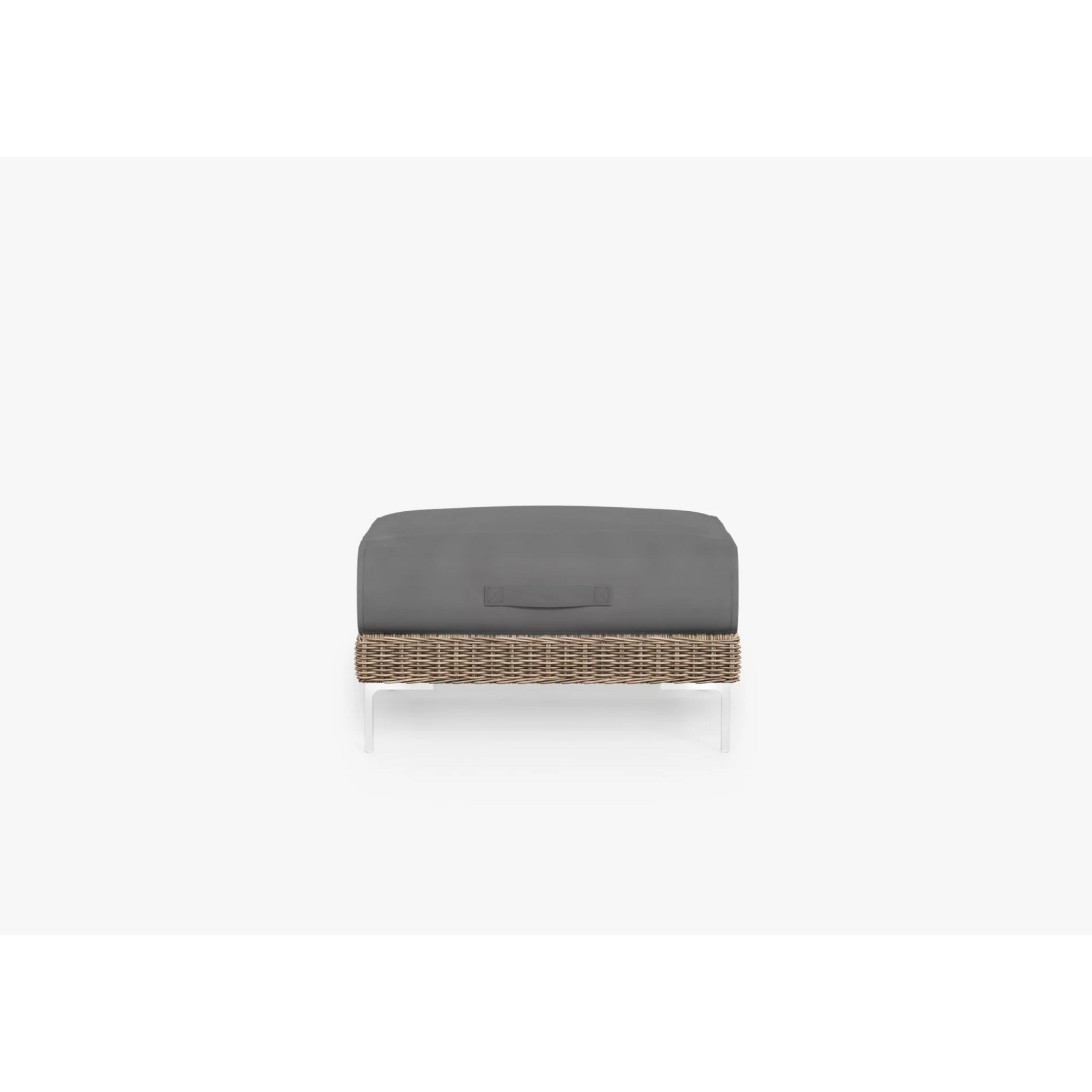 Live Outer 29" Brown Wicker Outdoor Ottoman With Palisades Cream Cushion