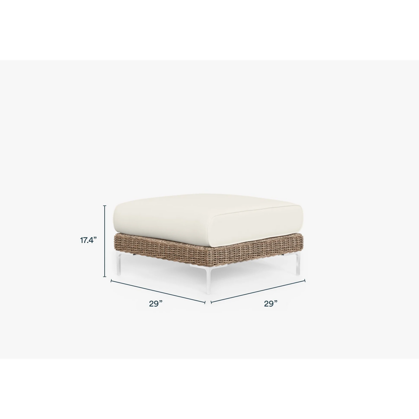 Live Outer 29" Brown Wicker Outdoor Ottoman With Palisades Cream Cushion