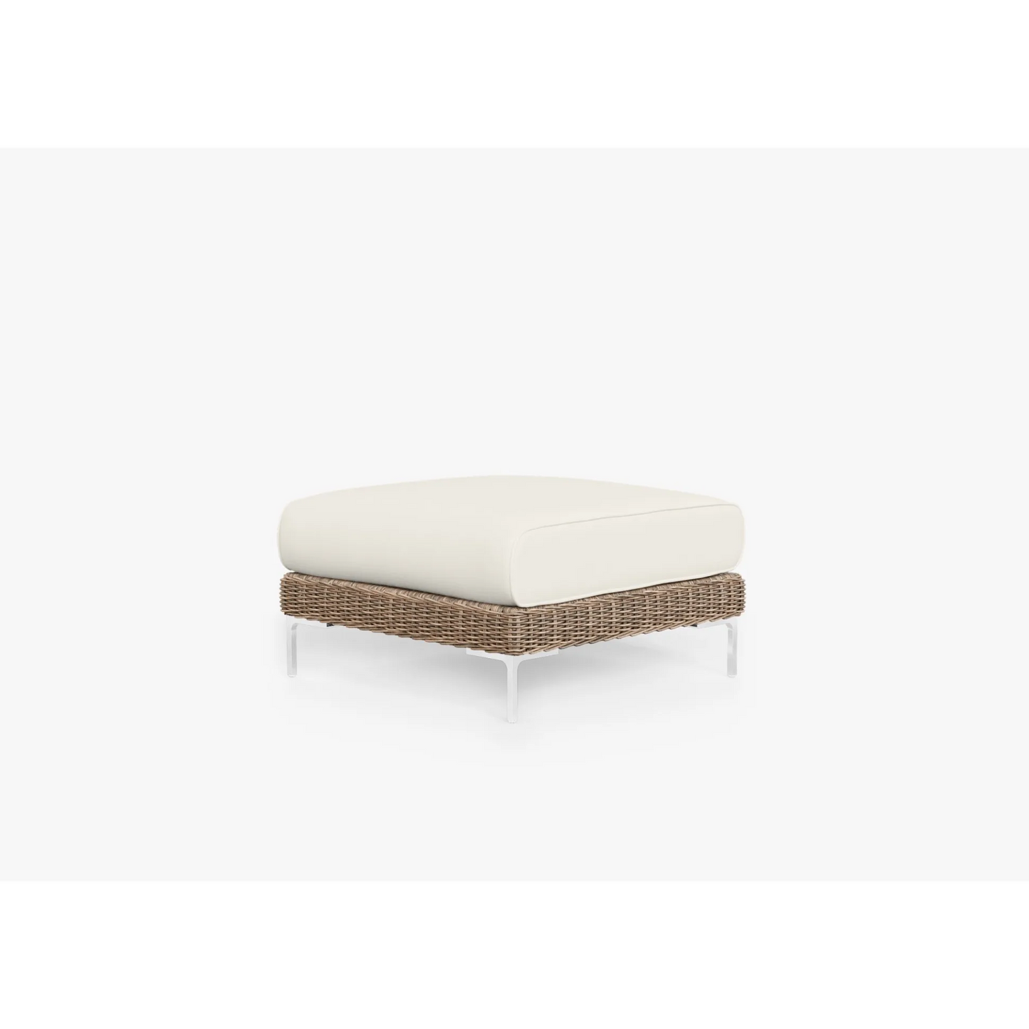 Live Outer 29" Brown Wicker Outdoor Ottoman With Palisades Cream Cushion