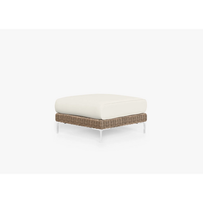 Live Outer 29" Brown Wicker Outdoor Ottoman With Palisades Cream Cushion