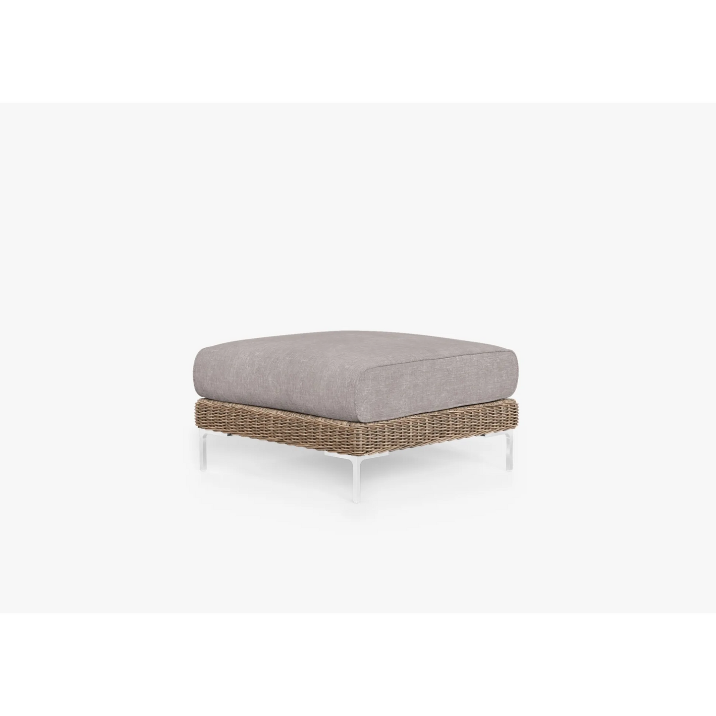 Live Outer 29" Brown Wicker Outdoor Ottoman With Sandstone Gray Cushion