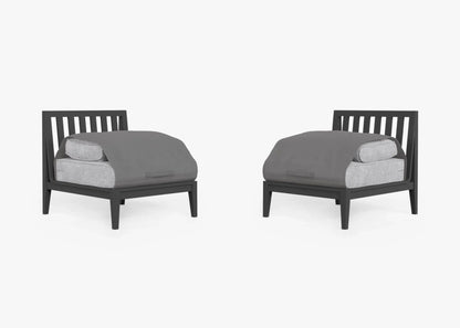 Live Outer 29" Charcoal Aluminum Outdoor Armless Chair Conversation Set With Pacific Fog Gray Cushion