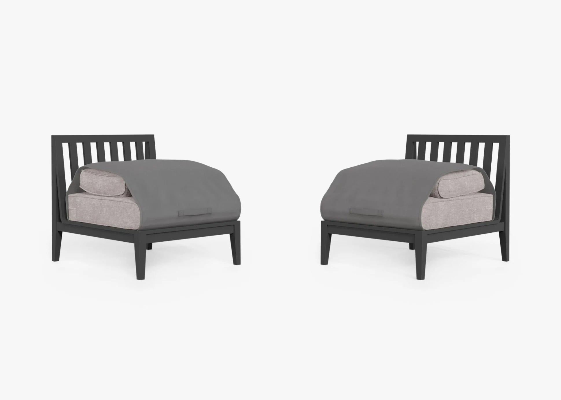 Live Outer 29" Charcoal Aluminum Outdoor Armless Chair Conversation Set With Sandstone Gray Cushion