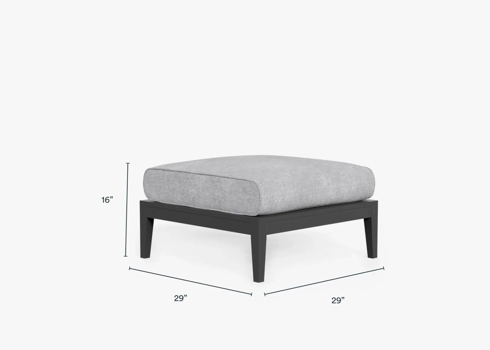 Live Outer 29" Charcoal Aluminum Outdoor Ottoman With Pacific Fog Gray Cushion