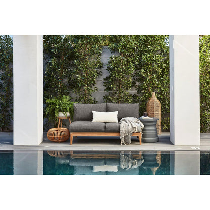 Live Outer 29" Teak Outdoor Armless Chair Conversation Set With Dark Pebble Gray Cushion