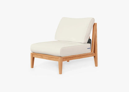 Live Outer 29" Teak Outdoor Armless Chair With Palisades Cream Cushion