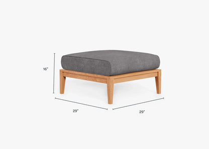 Live Outer 29" Teak Outdoor Ottoman With Dark Pebble Gray Cushion