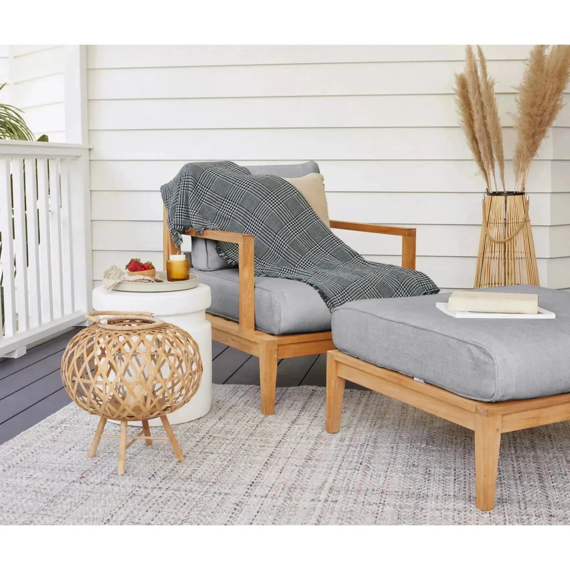 Teak outdoor chair and ottoman sale