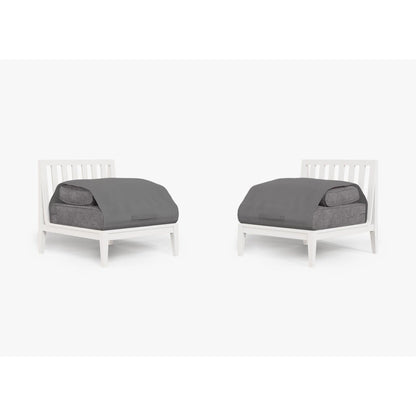 Live Outer 29" White Aluminum Outdoor Armless Chair Conversation Set With Dark Pebble Gray Cushion