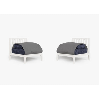 Live Outer 29" White Aluminum Outdoor Armless Chair Conversation Set With Deep Sea Navy Cushion