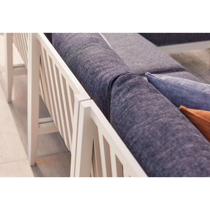 Live Outer 29" White Aluminum Outdoor Armless Chair Conversation Set With Deep Sea Navy Cushion