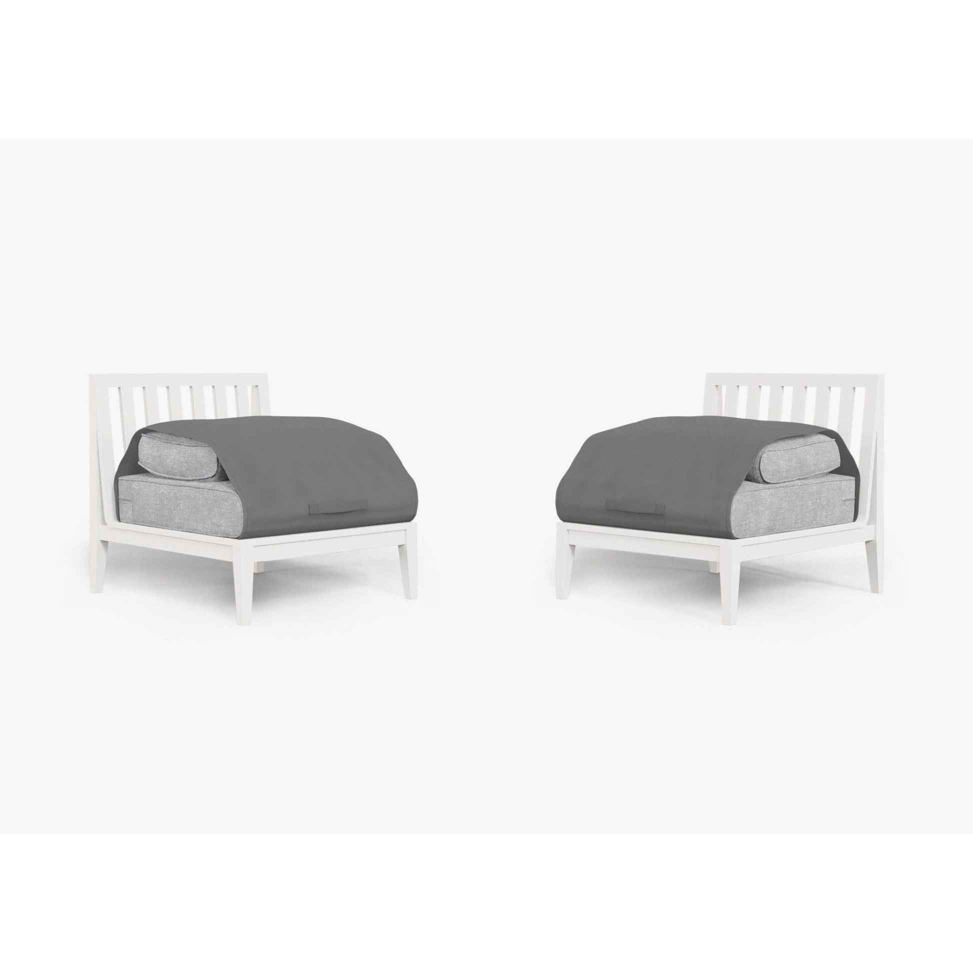 Live Outer 29" White Aluminum Outdoor Armless Chair Conversation Set With Pacific Fog Gray Cushion