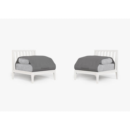 Live Outer 29" White Aluminum Outdoor Armless Chair Conversation Set With Pacific Fog Gray Cushion