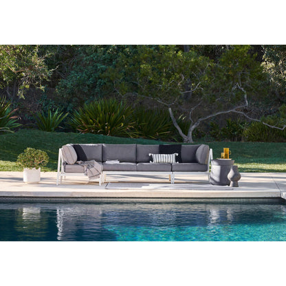 Live Outer 29" White Aluminum Outdoor Armless Chair Conversation Set With Pacific Fog Gray Cushion