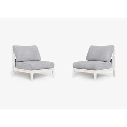 Live Outer 29" White Aluminum Outdoor Armless Chair Conversation Set With Pacific Fog Gray Cushion