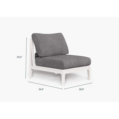 Live Outer 29" White Aluminum Outdoor Armless Chair With Dark Pebble Gray Cushion