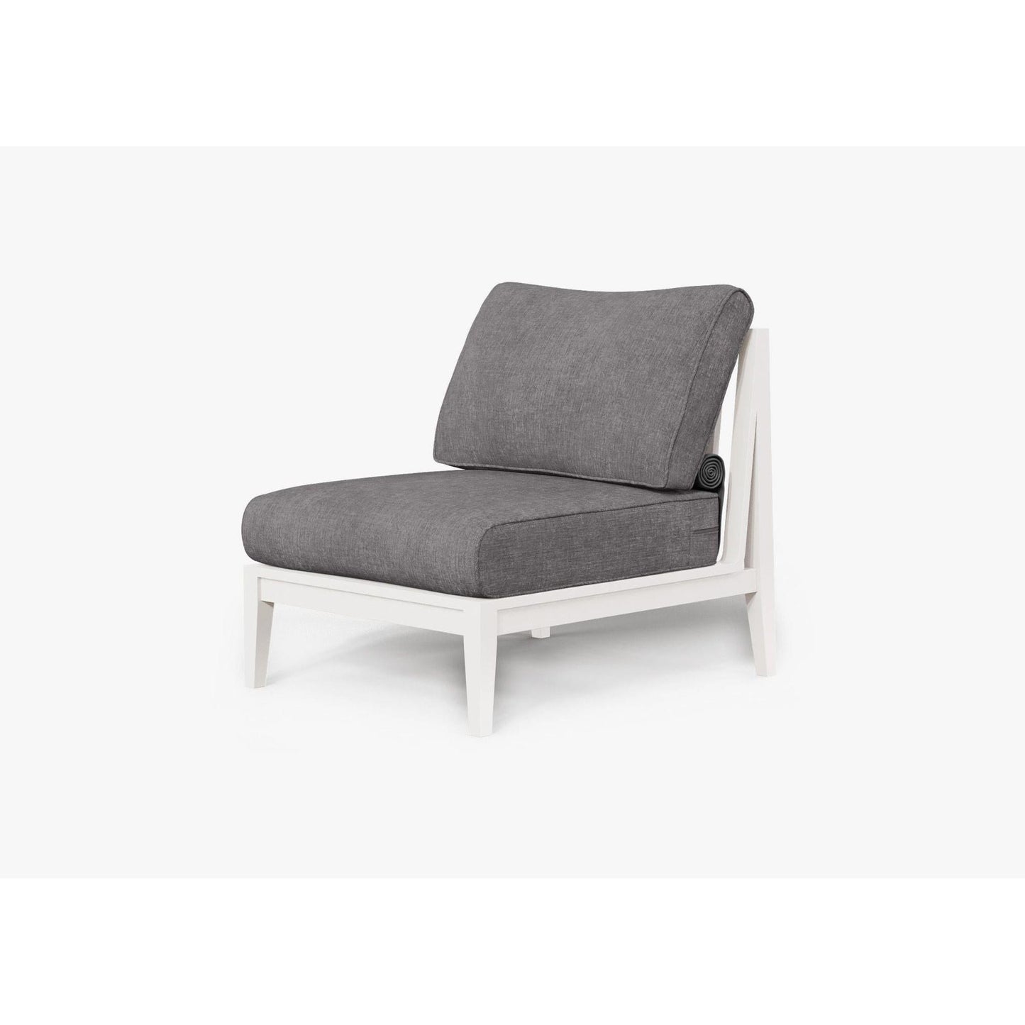 Live Outer 29" White Aluminum Outdoor Armless Chair With Dark Pebble Gray Cushion