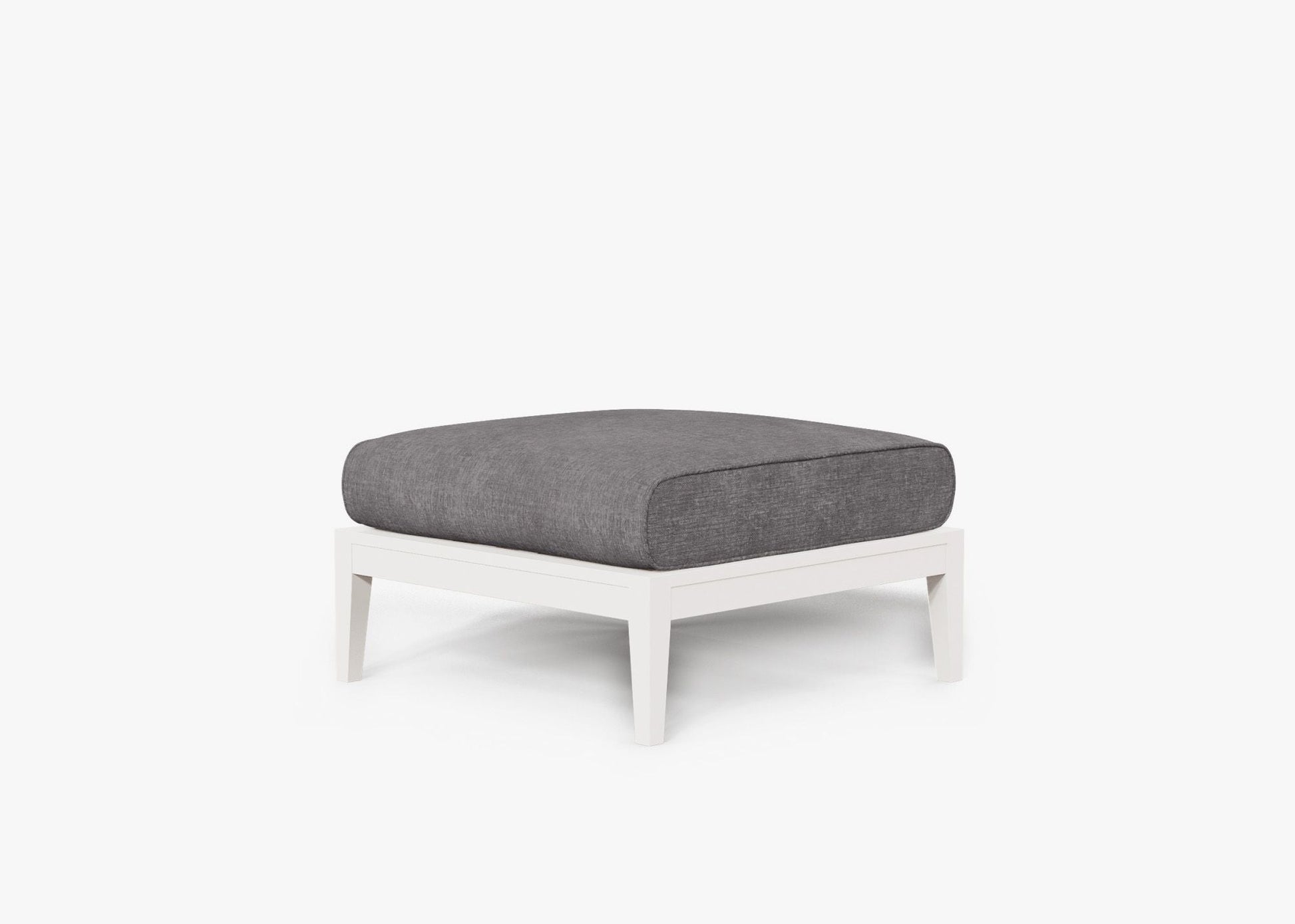 Live Outer 29" White Aluminum Outdoor Ottoman With Dark Pebble Gray Cushion