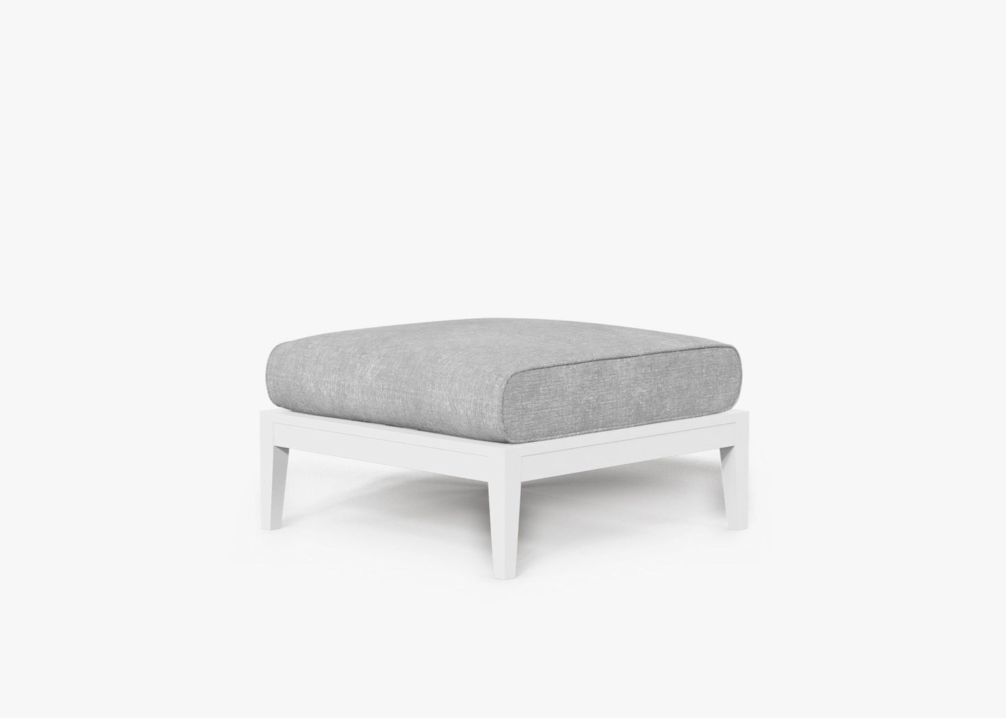 Live Outer 29" White Aluminum Outdoor Ottoman With Pacific Fog Gray Cushion