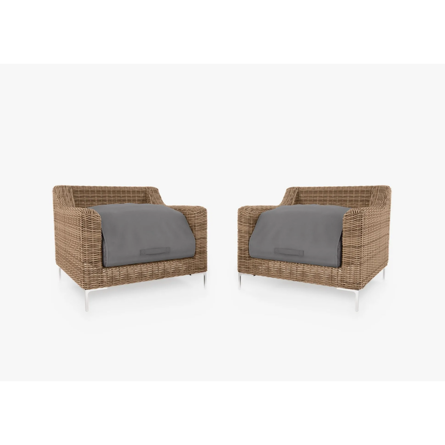 Live Outer 34" Brown Wicker Outdoor Armchair Conversation Set With Dark Pebble Gray Cushion