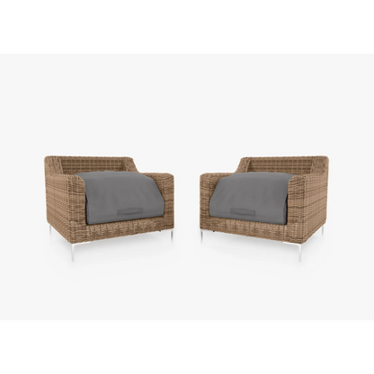 Live Outer 34" Brown Wicker Outdoor Armchair Conversation Set With Dark Pebble Gray Cushion