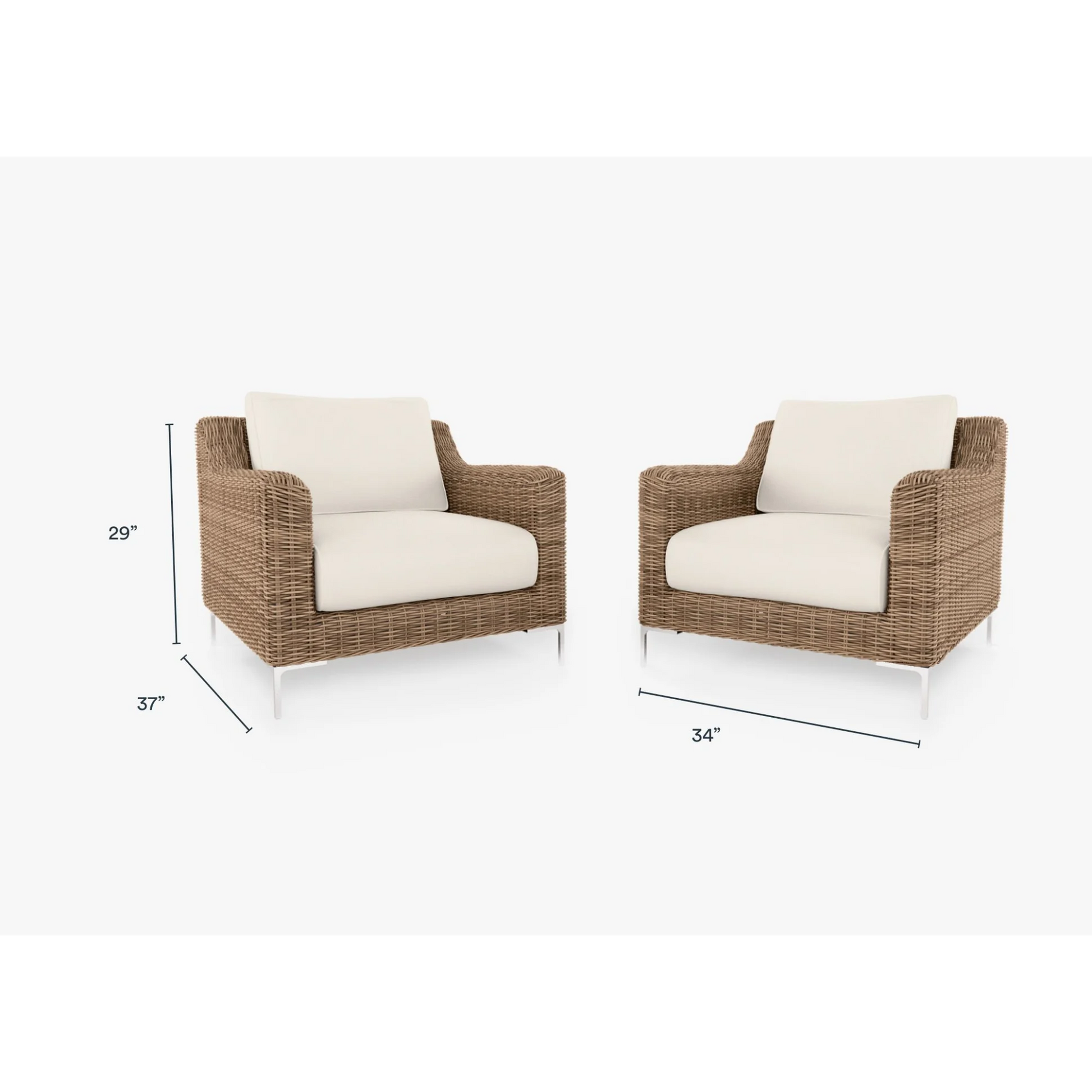 Live Outer 34" Brown Wicker Outdoor Armchair Conversation Set With Palisades Cream Cushion