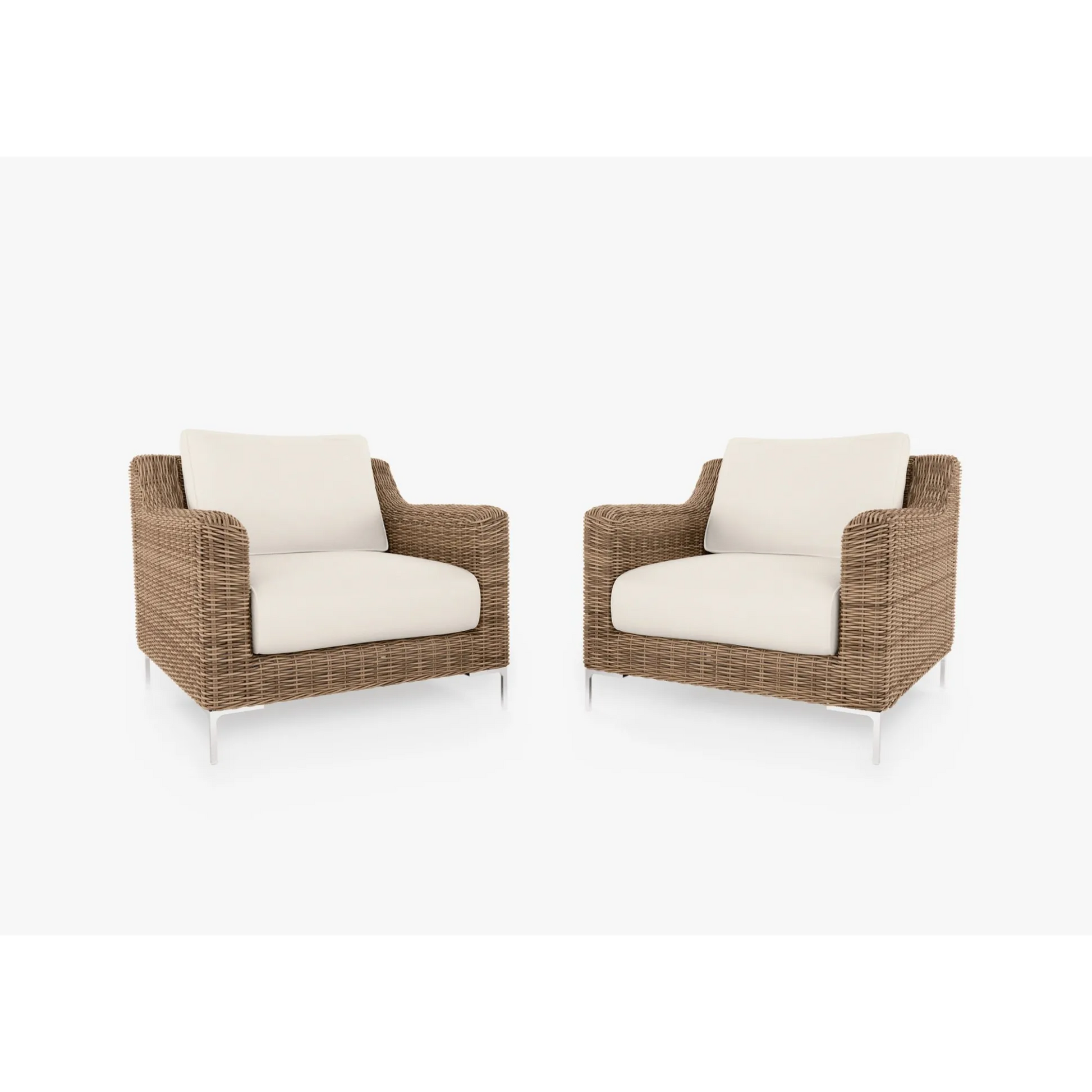Live Outer 34" Brown Wicker Outdoor Armchair Conversation Set With Palisades Cream Cushion