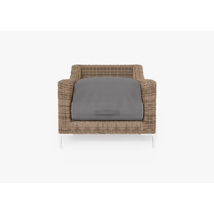 Live Outer 34" Brown Wicker Outdoor Armchair With Dark Pebble Gray Cushion