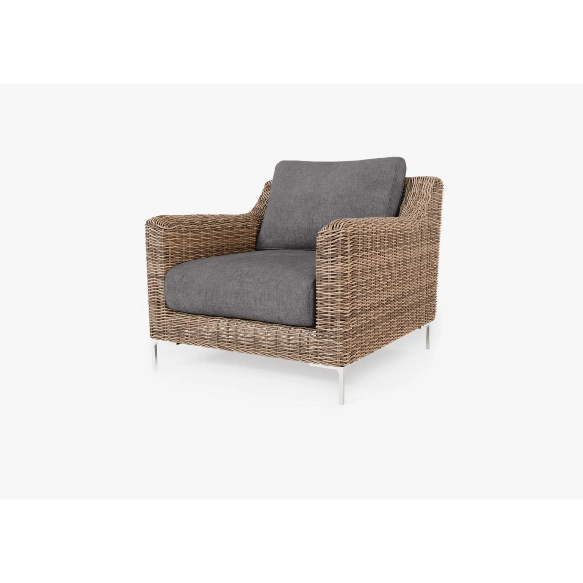 Live Outer 34" Brown Wicker Outdoor Armchair With Dark Pebble Gray Cushion