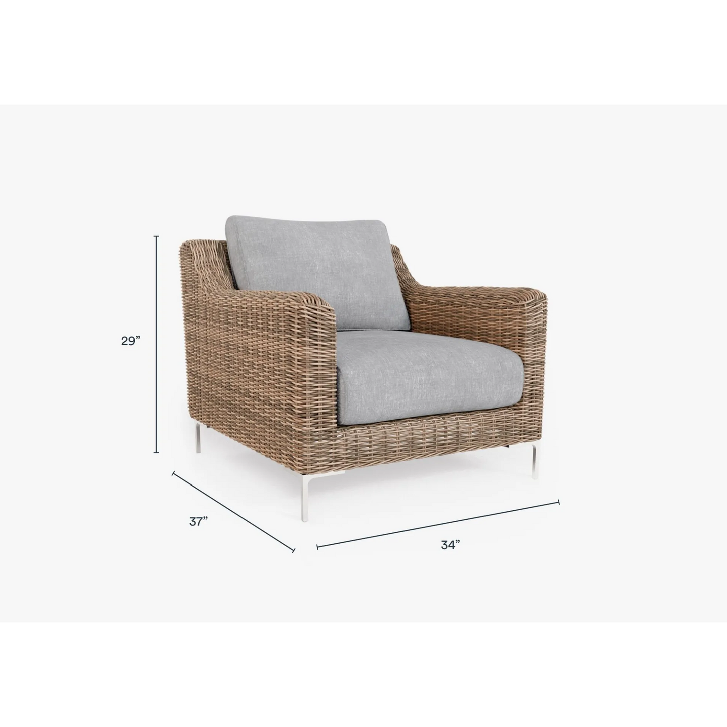 Live Outer 34" Brown Wicker Outdoor Armchair With Pacific Fog Gray Cushion