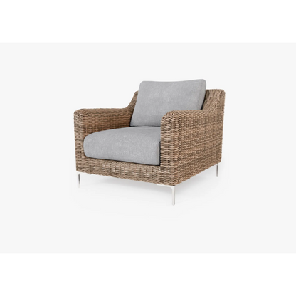 Live Outer 34" Brown Wicker Outdoor Armchair With Pacific Fog Gray Cushion