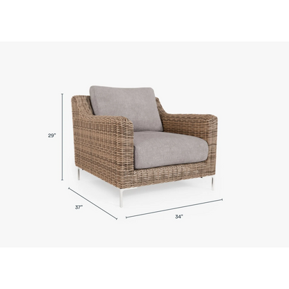 Live Outer 34" Brown Wicker Outdoor Armchair With Sandstone Gray Cushion