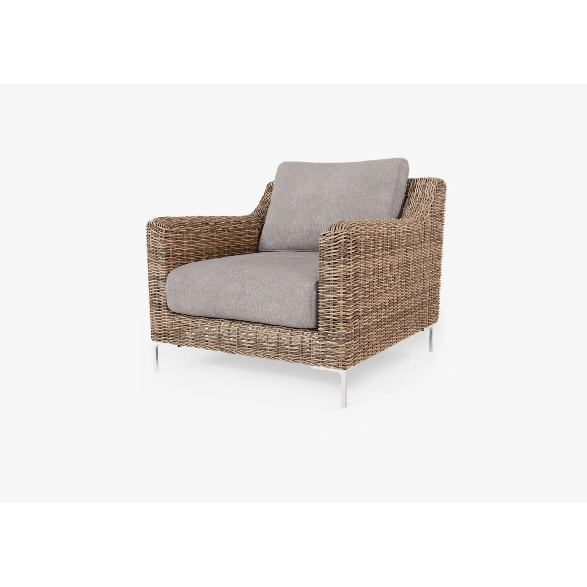 Live Outer 34" Brown Wicker Outdoor Armchair With Sandstone Gray Cushion