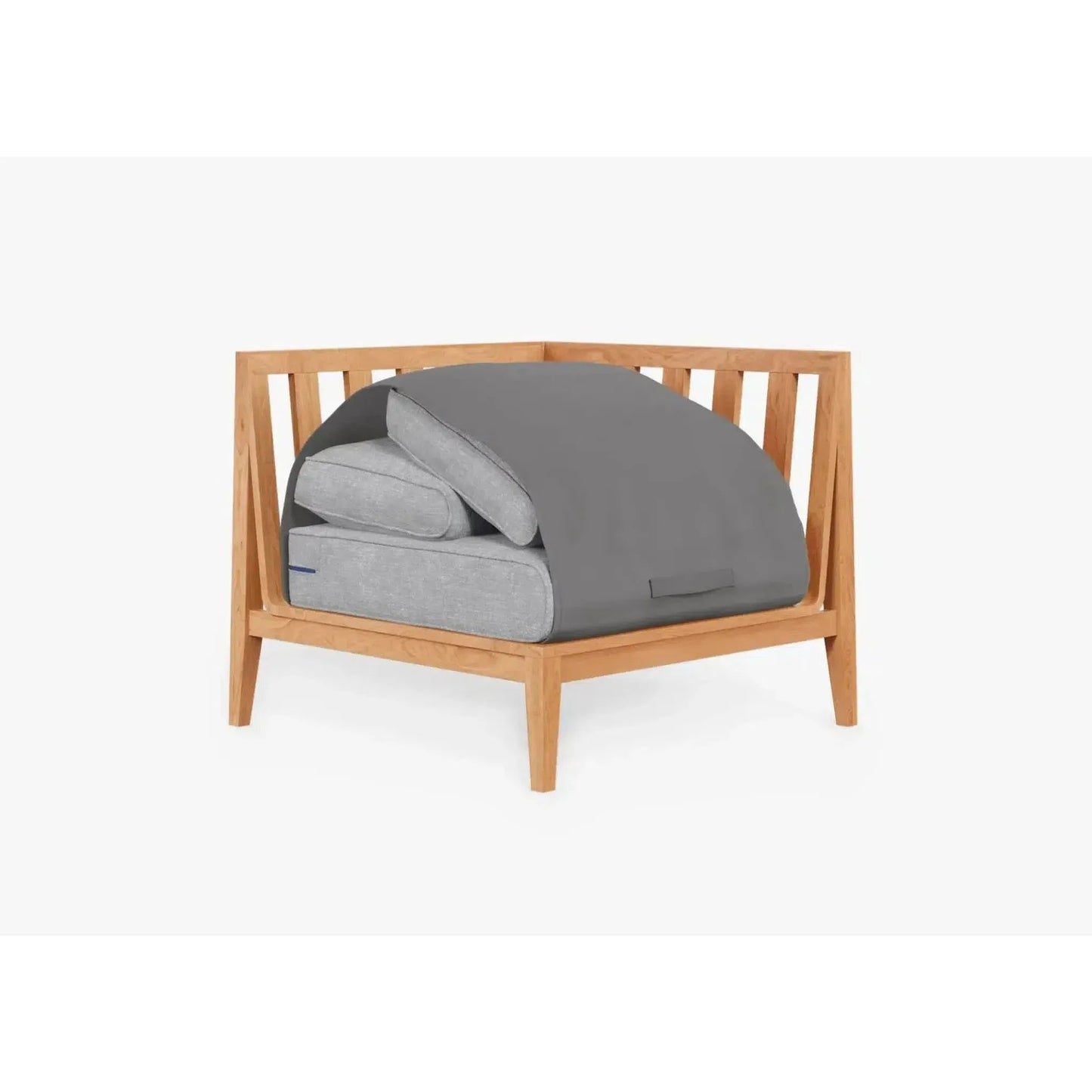 Live Outer 34" Teak Outdoor Left Corner Chair With Pacific Fog Gray Cushion