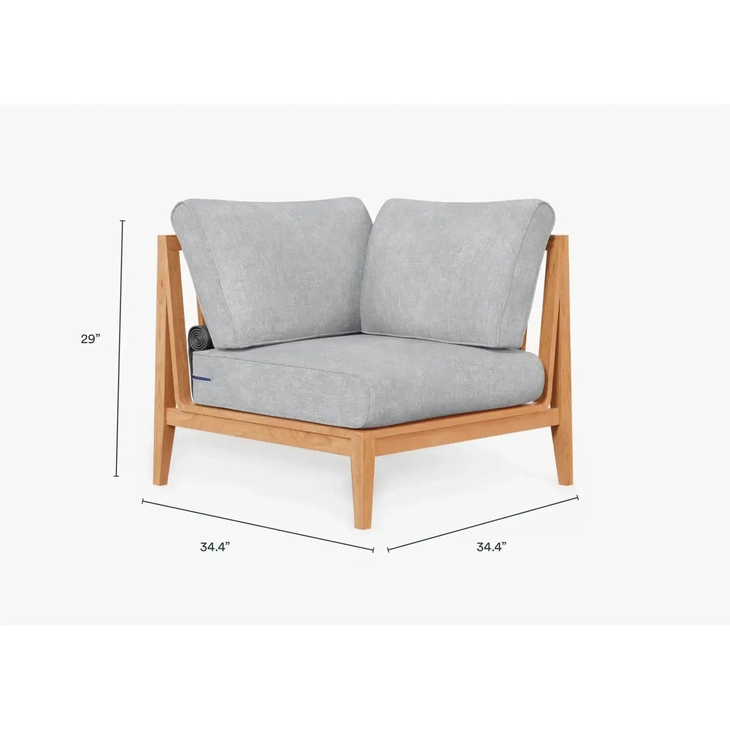 Live Outer 34" Teak Outdoor Left Corner Chair With Pacific Fog Gray Cushion