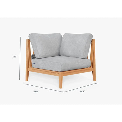 Live Outer 34" Teak Outdoor Left Corner Chair With Pacific Fog Gray Cushion