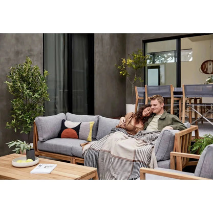 Live Outer 34" Teak Outdoor Left Corner Chair With Pacific Fog Gray Cushion