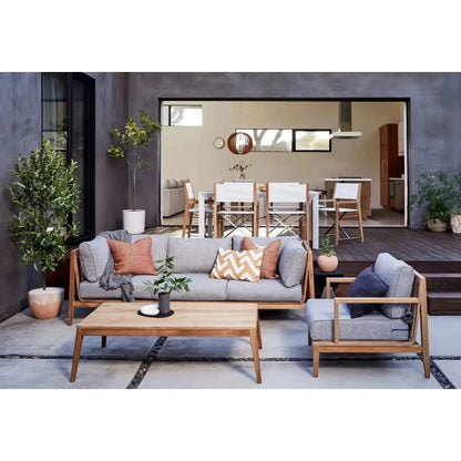 Live Outer 34" Teak Outdoor Left Corner Chair With Pacific Fog Gray Cushion