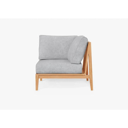 Live Outer 34" Teak Outdoor Left Corner Chair With Pacific Fog Gray Cushion