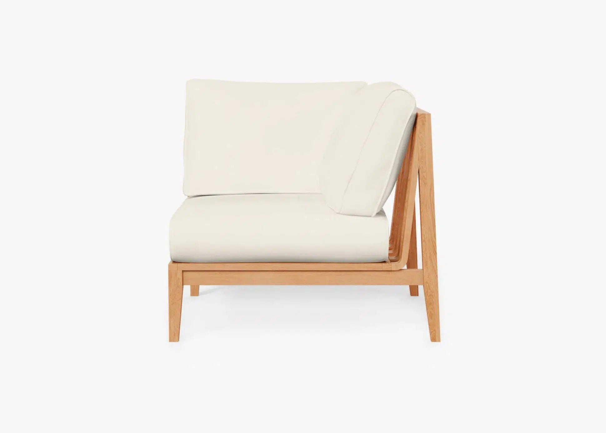 Live Outer 34" Teak Outdoor Left Corner Chair With Palisades Cream Cushion